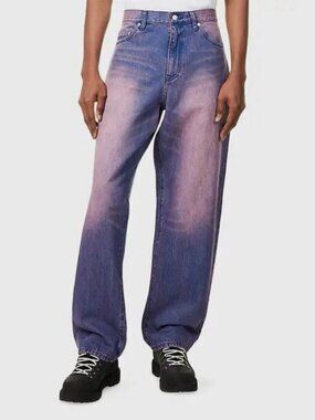 AWAKE NY Men Pink five-pocket baggy-fit denim jeans Size 38
